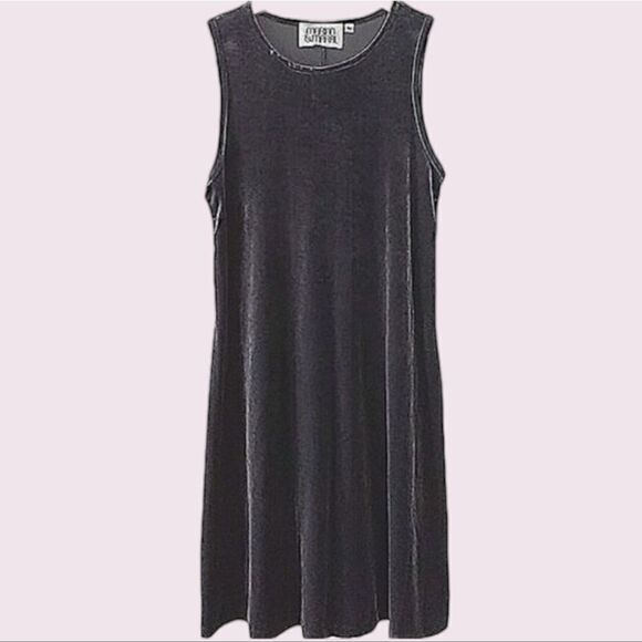 Marian & Maral Charcoal Grey Velvet Tank Dress Size L - Picture 3 of 4
